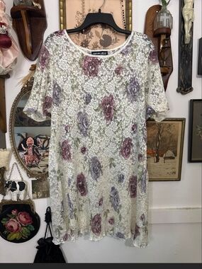Vintage Sharade of California Floral Lace Dress